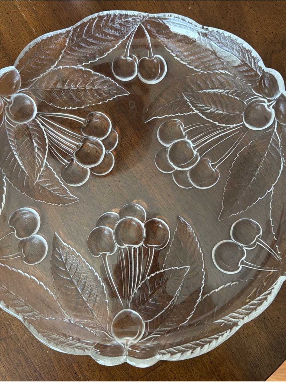 Vintage Mikasa 12" Bountiful Cherries Frosted Crystal Glass Buffet Platter Tray
